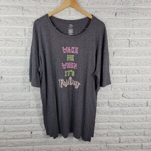 Secret Treasures Womens Pajama Top L XL Gown Wake Me When Its Friday Gray GRA5E